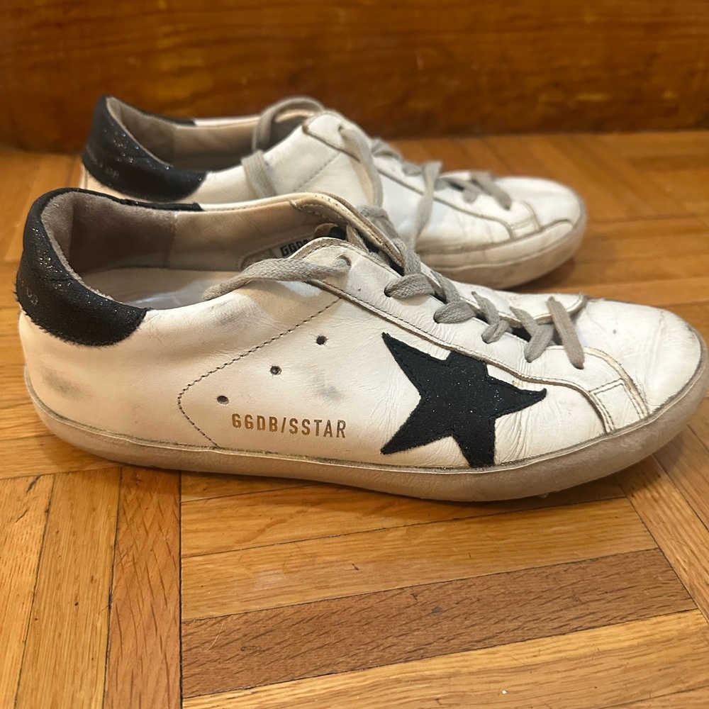 Golden Goose White and Black Sneakers